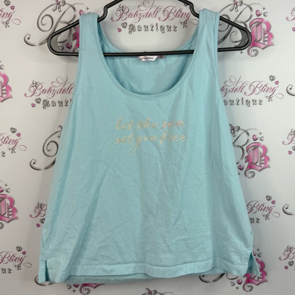 La Vie En Rose tank top. Let the sea set you free shirt Light Blue Tank Top
